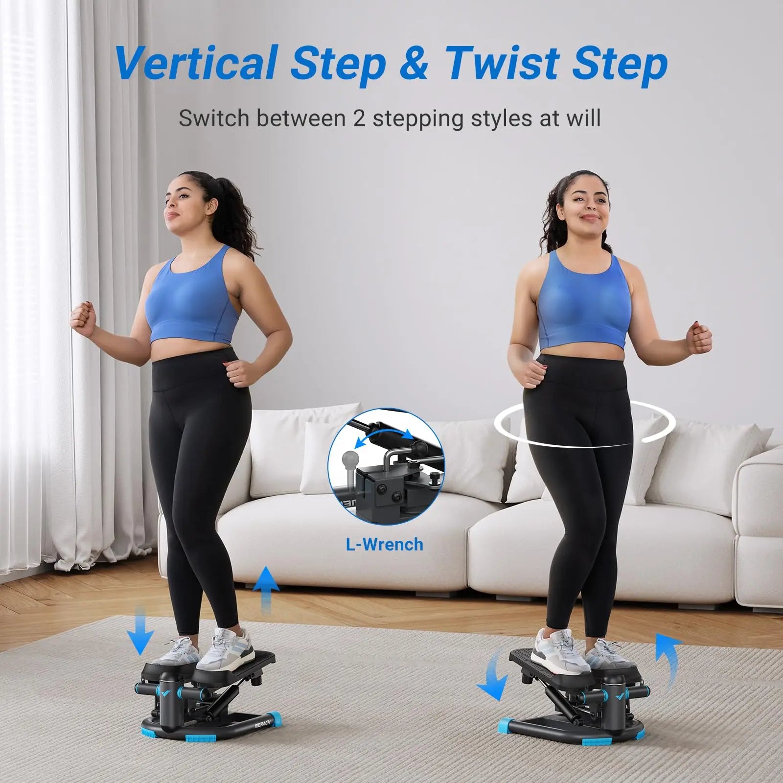 MERACH Dual-Action Stepper – 330lbs Capacity with Resistance Bands