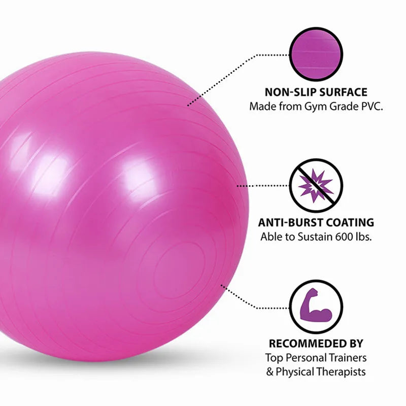 PVC Anti-Burst Yoga Ball – Multiple Sizes (45–85cm)