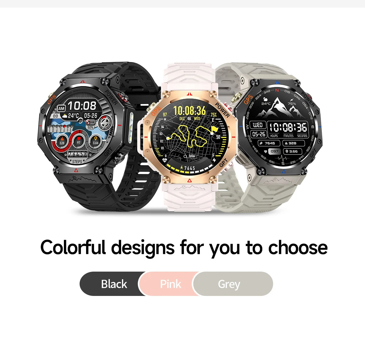 2025 T-Rex 3 Ultra GPS Smart Watch for Men — 10ATM/IP68 Waterproof Military Sport Smartwatch with Dual-Band GNSS & Compass