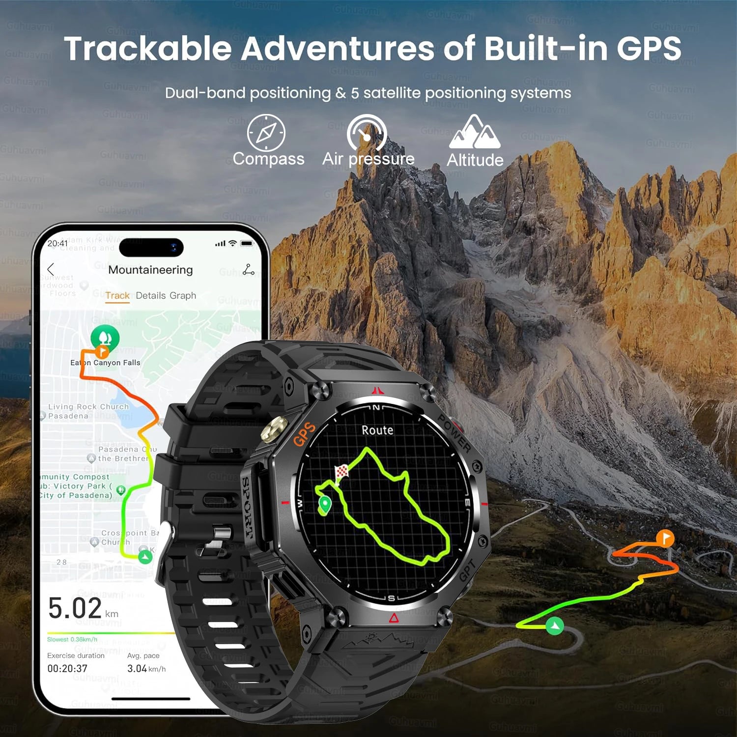 2025 T-Rex 3 Ultra GPS Smart Watch for Men — 10ATM/IP68 Waterproof Military Sport Smartwatch with Dual-Band GNSS & Compass