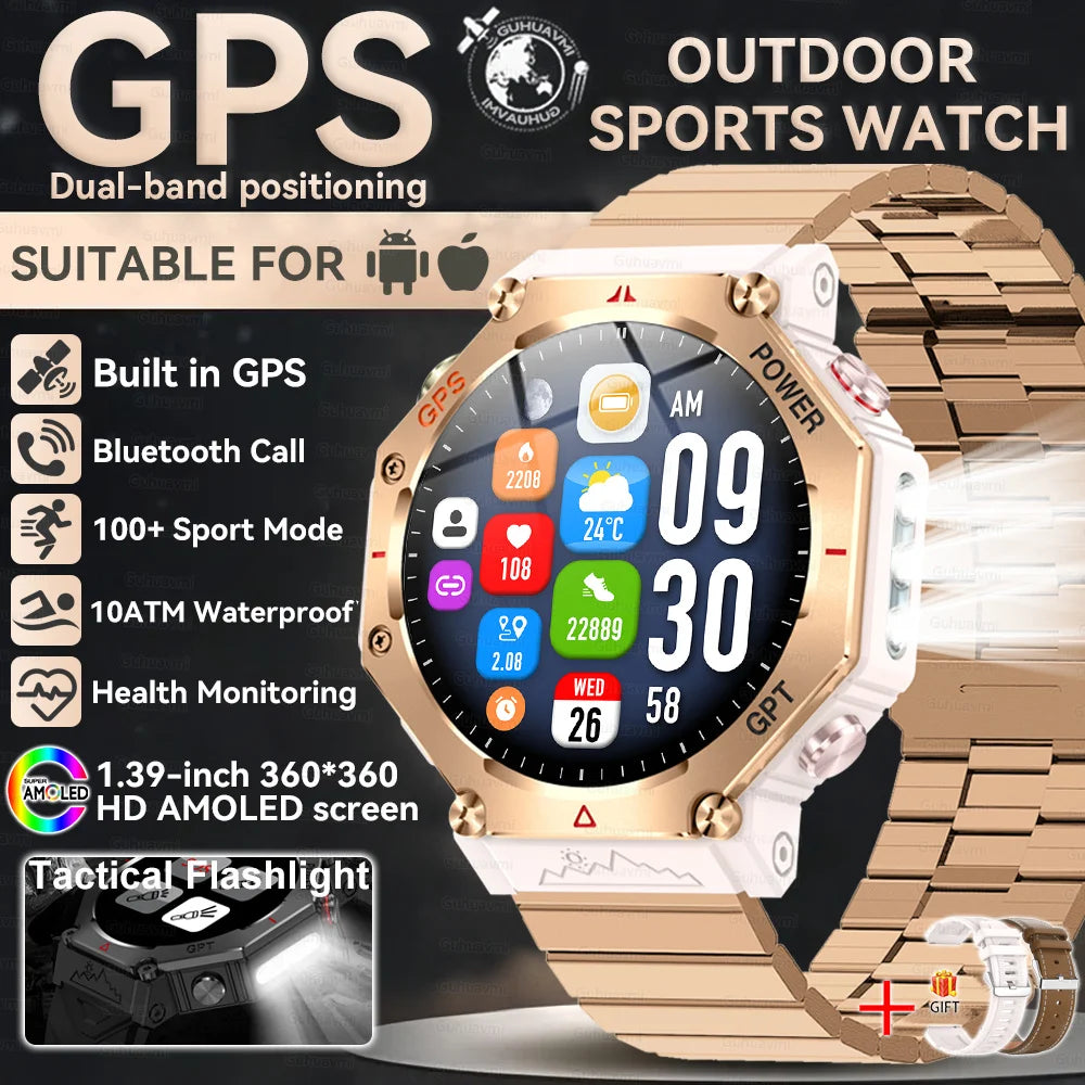 2025 T-Rex 3 Ultra GPS Smart Watch for Men — 10ATM/IP68 Waterproof Military Sport Smartwatch with Dual-Band GNSS & Compass