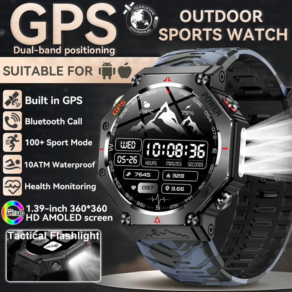 2025 T-Rex 3 Ultra GPS Smart Watch for Men — 10ATM/IP68 Waterproof Military Sport Smartwatch with Dual-Band GNSS & Compass