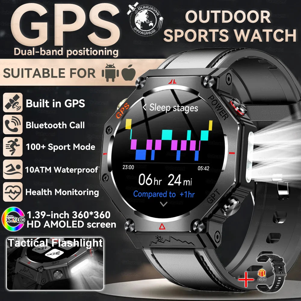 2025 T-Rex 3 Ultra GPS Smart Watch for Men — 10ATM/IP68 Waterproof Military Sport Smartwatch with Dual-Band GNSS & Compass