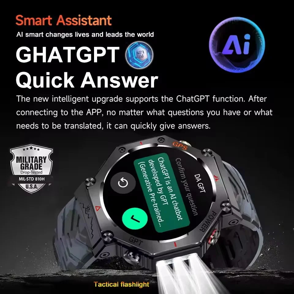 2025 T-Rex 3 Ultra GPS Smart Watch for Men — 10ATM/IP68 Waterproof Military Sport Smartwatch with Dual-Band GNSS & Compass