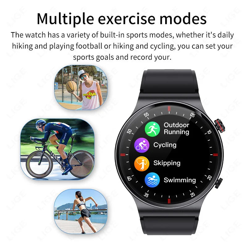 LIGE 2025 Smartwatch – ECG+PPG AMOLED Bluetooth Call Fitness Watch