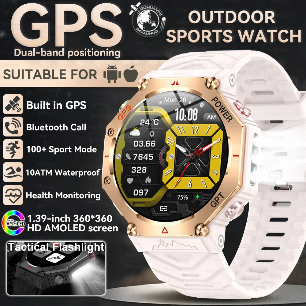 2025 T-Rex 3 Ultra GPS Smart Watch for Men — 10ATM/IP68 Waterproof Military Sport Smartwatch with Dual-Band GNSS & Compass