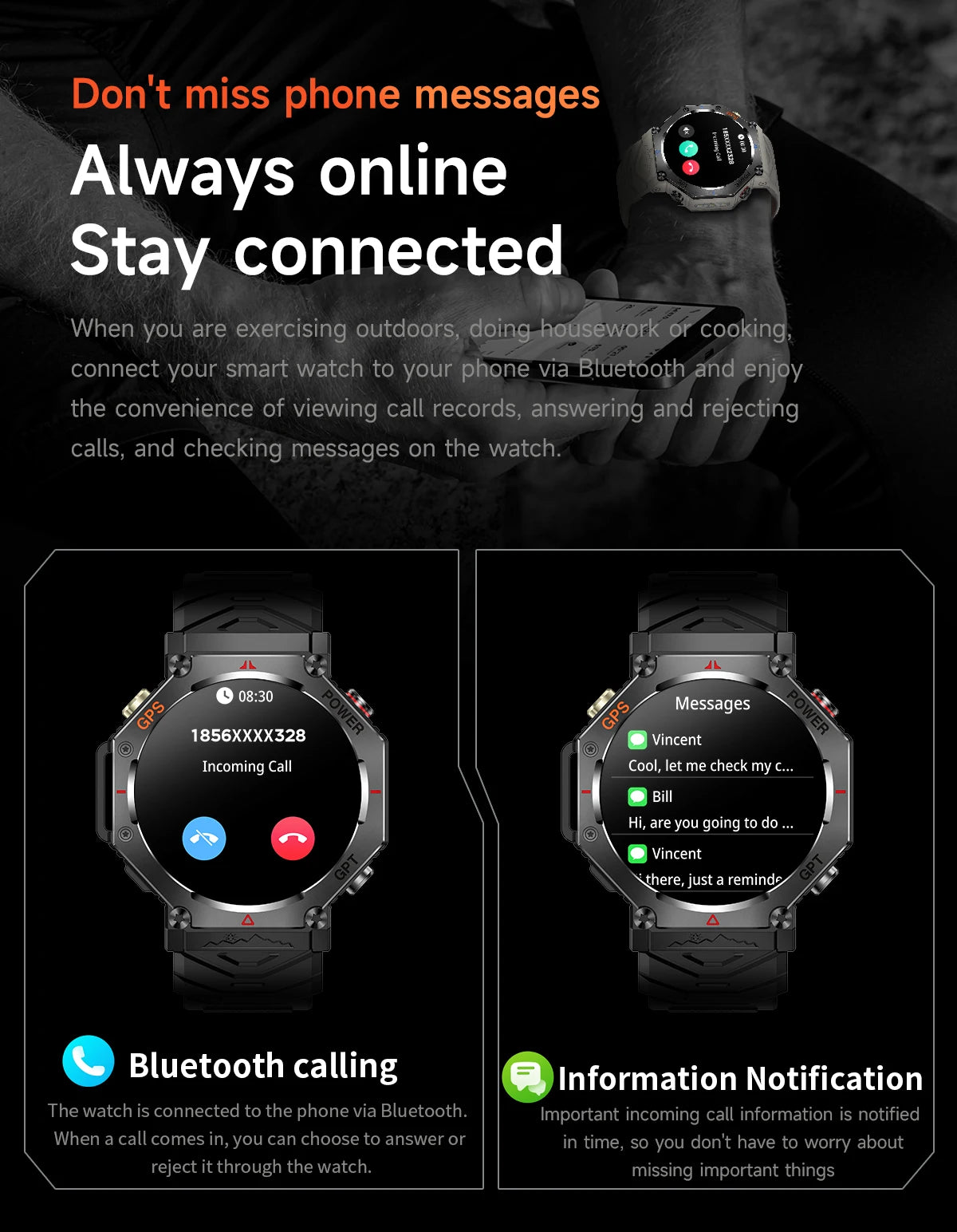 2025 T-Rex 3 Ultra GPS Smart Watch for Men — 10ATM/IP68 Waterproof Military Sport Smartwatch with Dual-Band GNSS & Compass