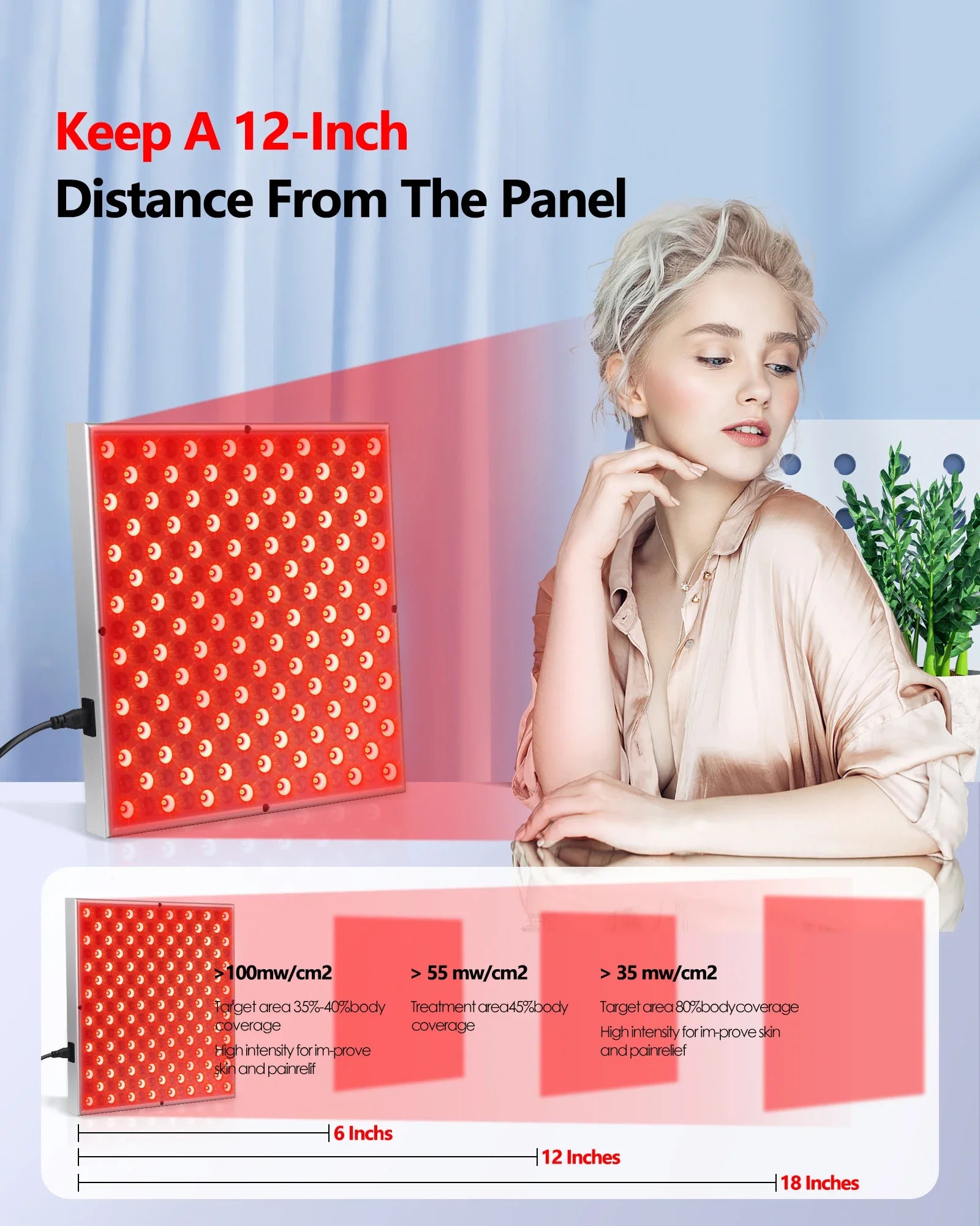 45W LED Red Light Therapy Panel – 225 LEDs