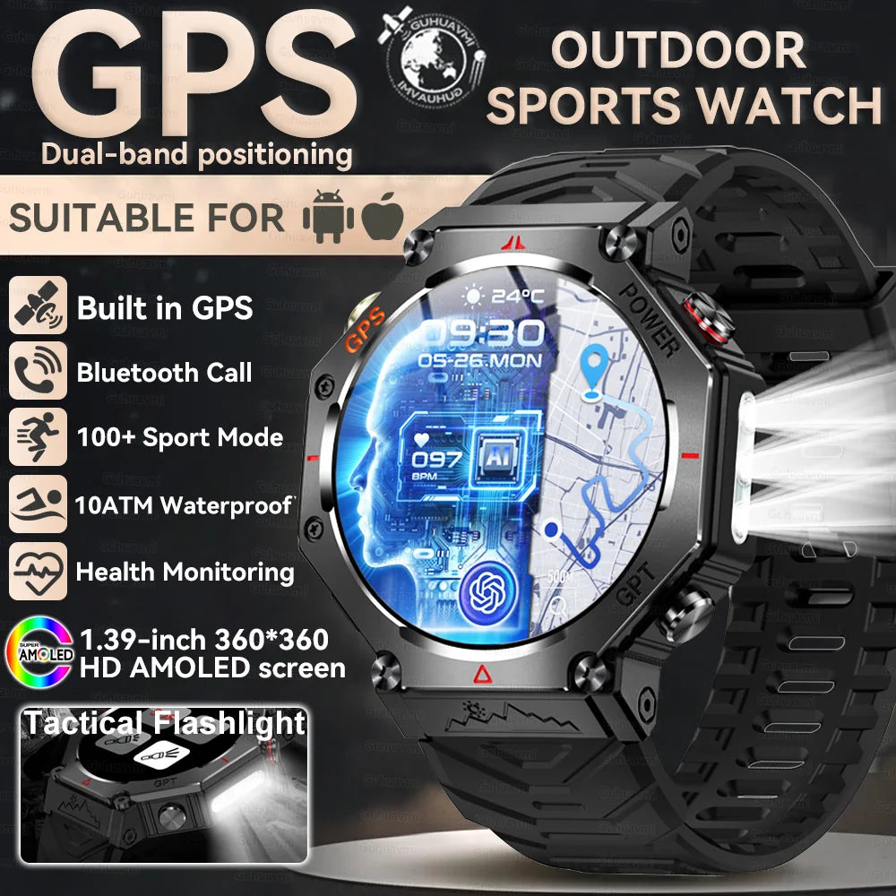 2025 T-Rex 3 Ultra GPS Smart Watch for Men — 10ATM/IP68 Waterproof Military Sport Smartwatch with Dual-Band GNSS & Compass