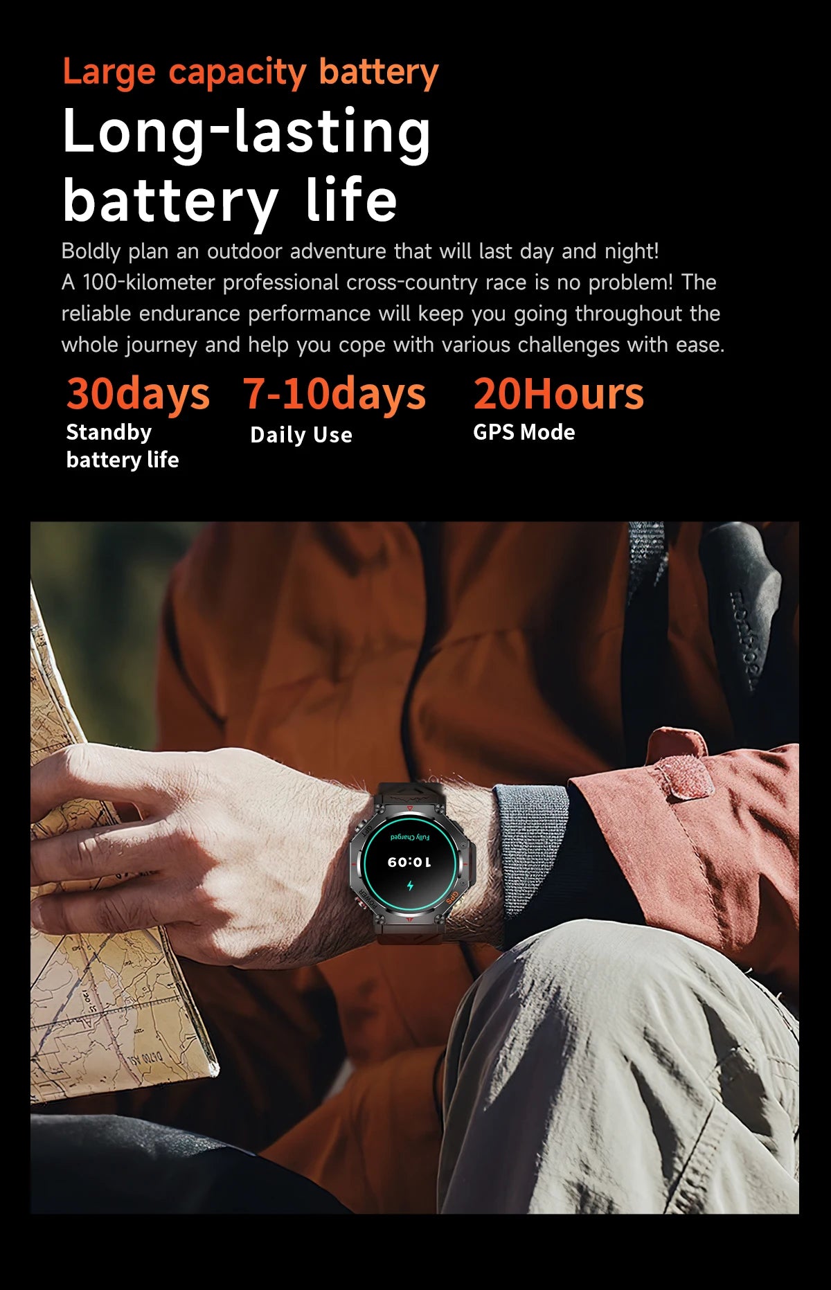 2025 T-Rex 3 Ultra GPS Smart Watch for Men — 10ATM/IP68 Waterproof Military Sport Smartwatch with Dual-Band GNSS & Compass