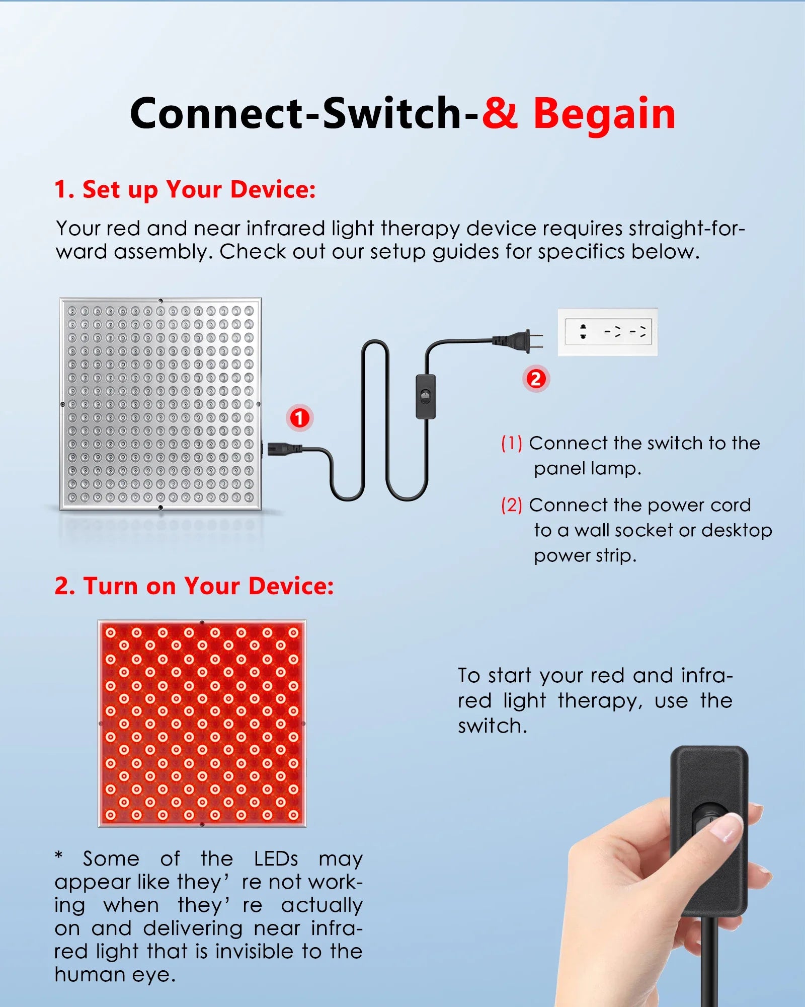 45W LED Red Light Therapy Panel – 225 LEDs