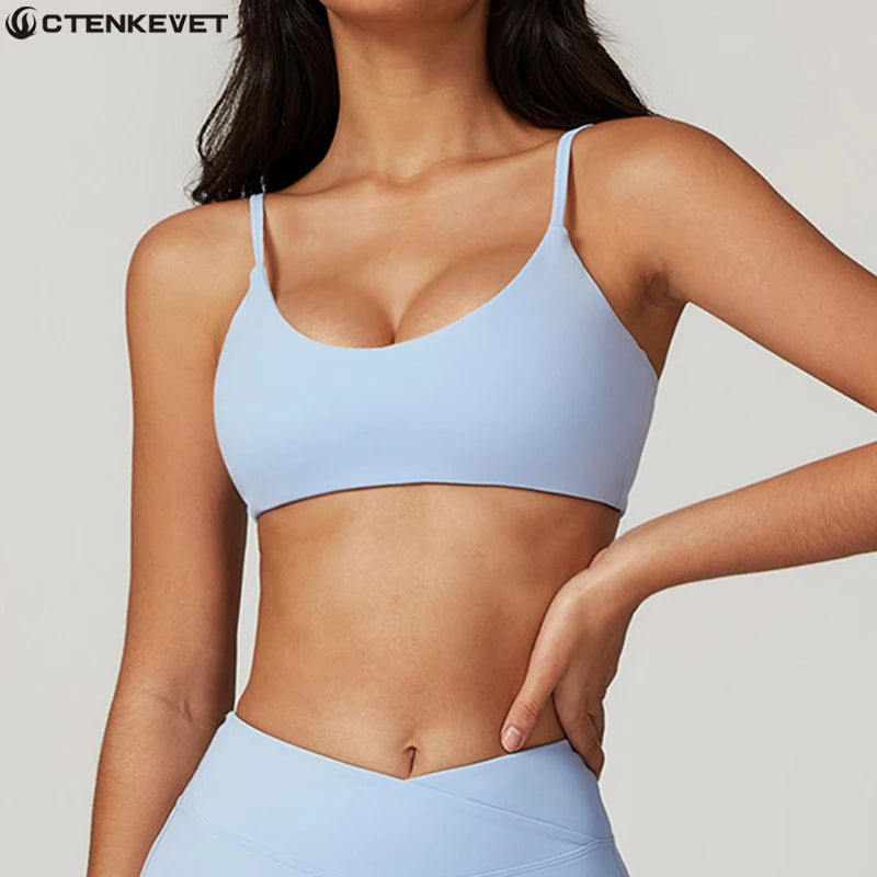 Ctenkevet Women’s V-Neck Push-Up Sports Bra