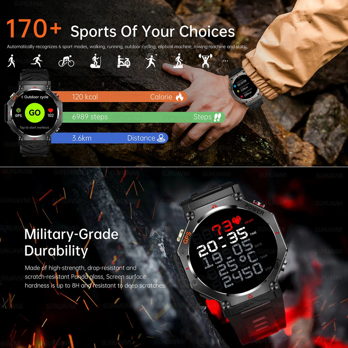 2025 T-Rex 3 Ultra GPS Smart Watch for Men — 10ATM/IP68 Waterproof Military Sport Smartwatch with Dual-Band GNSS & Compass
