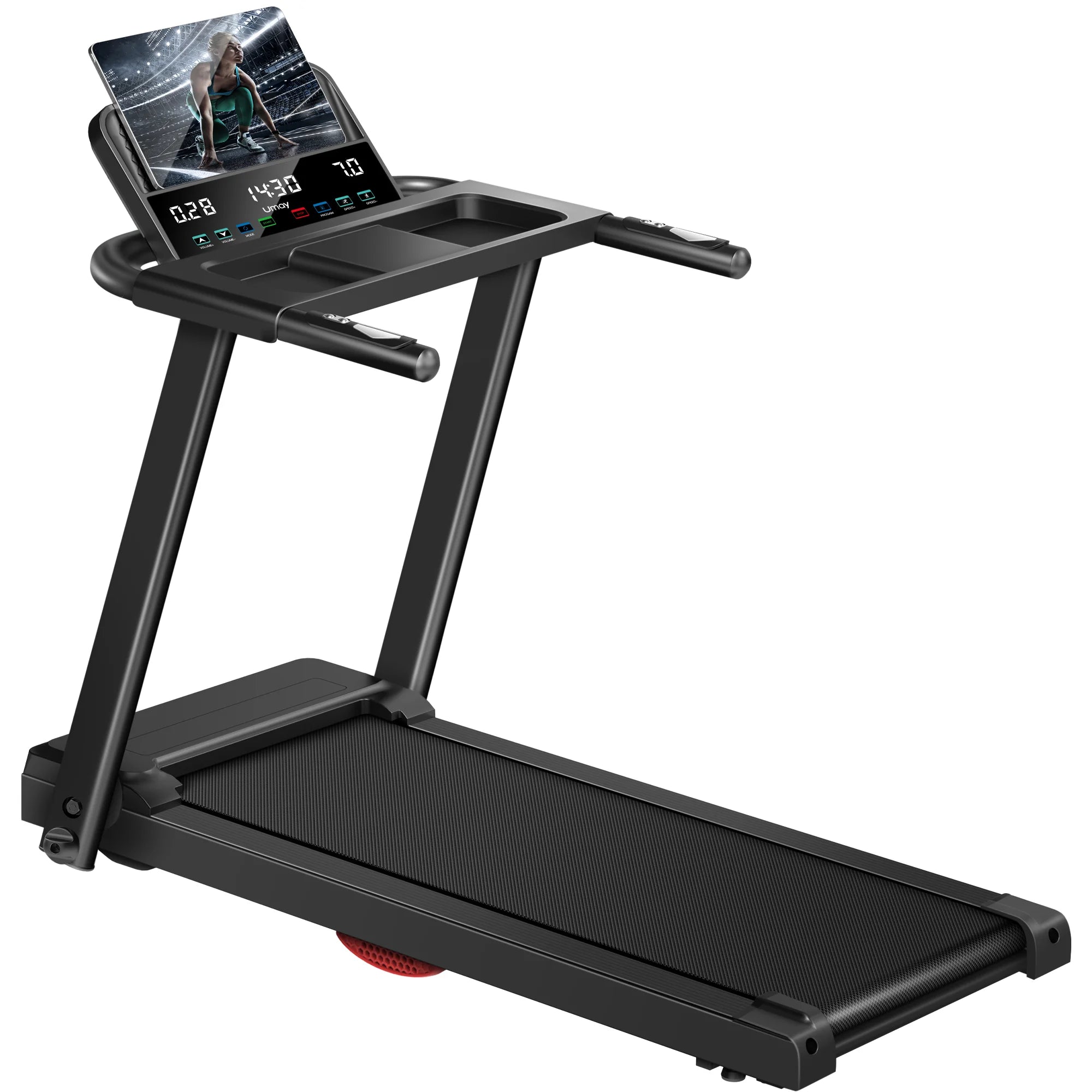 3.0HP Brushless Foldable Treadmill – 300LB Capacity with HR Monitor