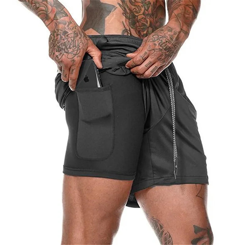Men’s 2-in-1 Quick-Dry Running Shorts for Gym & Training