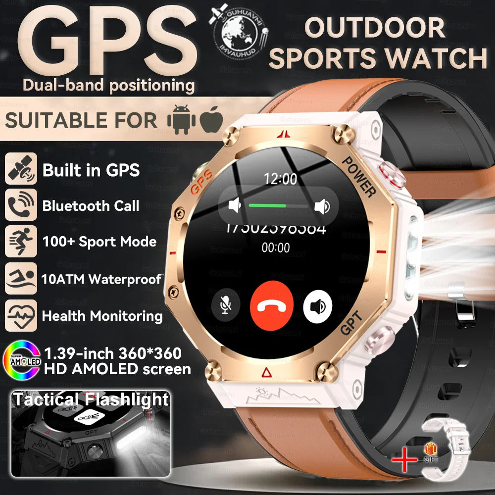 2025 T-Rex 3 Ultra GPS Smart Watch for Men — 10ATM/IP68 Waterproof Military Sport Smartwatch with Dual-Band GNSS & Compass