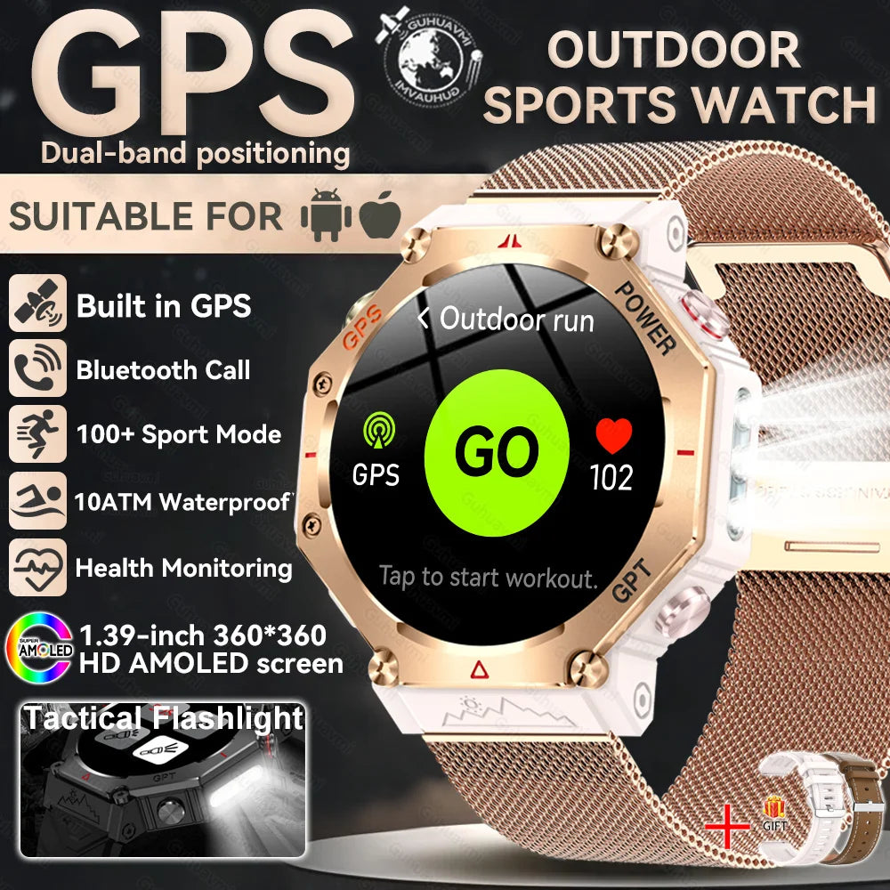 2025 T-Rex 3 Ultra GPS Smart Watch for Men — 10ATM/IP68 Waterproof Military Sport Smartwatch with Dual-Band GNSS & Compass