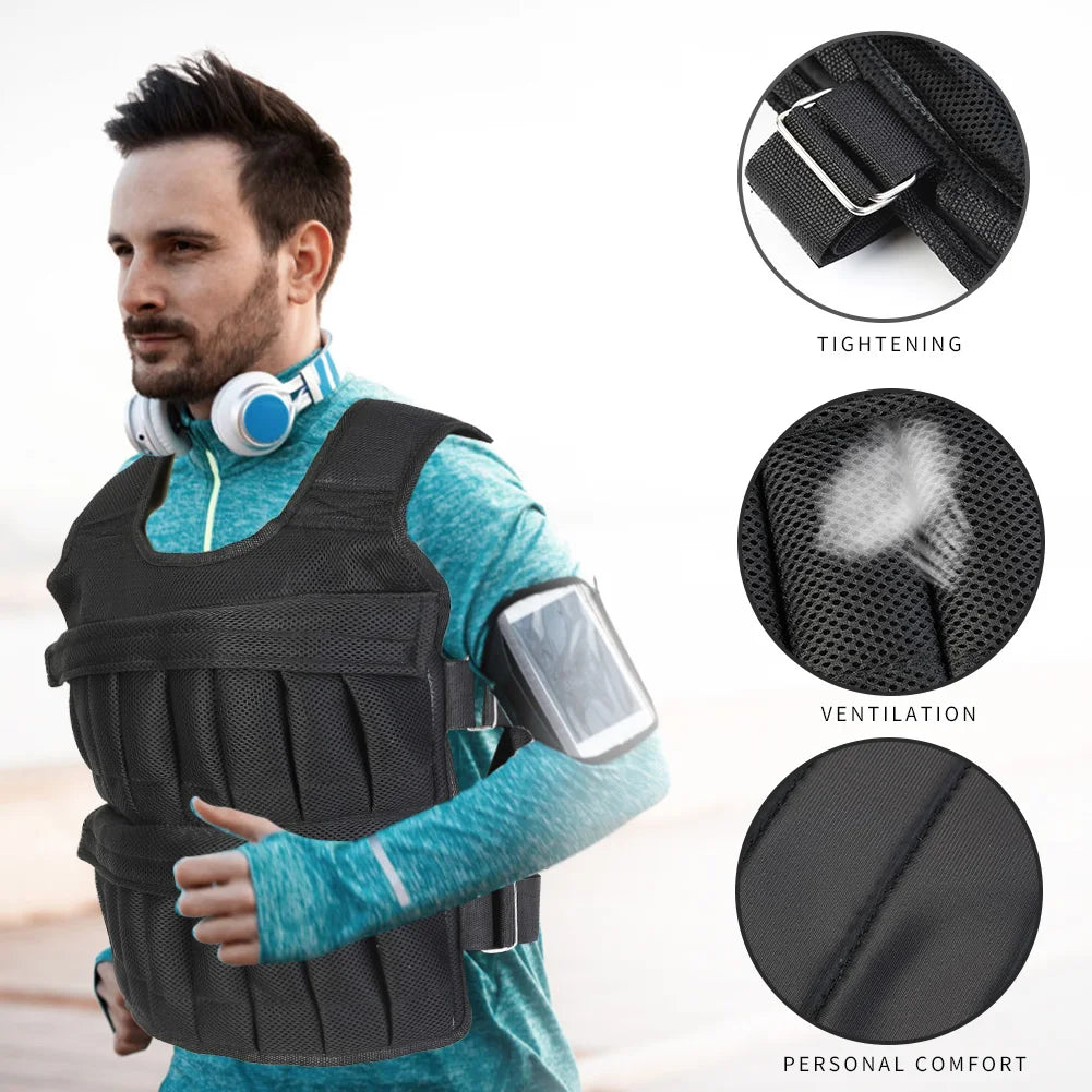 Adjustable Weighted Vest – 3/15/35kg Fitness Running & Training Jacket